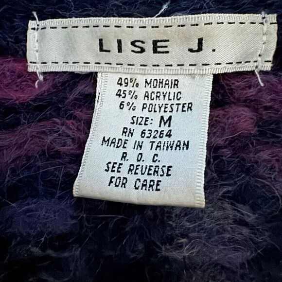 Vintage 1990s Womens Mohair Fluffy Striped Witchy Hippy Cardigan Sz M - Picture 2 of 6